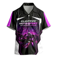Electric Motorsport Racing Kid Hawaiian Shirt Futuristic Neon Formula Race Car Skyline Art