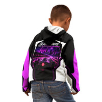 Electric Motorsport Racing Kid Hoodie Futuristic Neon Formula Race Car Skyline Art