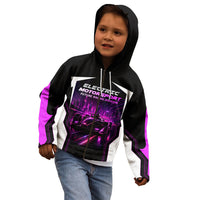 Electric Motorsport Racing Kid Hoodie Futuristic Neon Formula Race Car Skyline Art