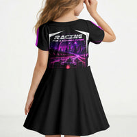 Electric Motorsport Racing Kid Short Sleeve Dress Futuristic Neon Formula Race Car Skyline Art