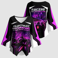 Electric Motorsport Racing Kimono Sleeve Blouse Futuristic Neon Formula Race Car Skyline Art