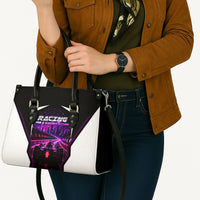 Electric Motorsport Racing Leather Bag Futuristic Neon Formula Race Car Skyline Art