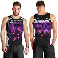 Electric Motorsport Racing Men Tank Top Futuristic Neon Formula Race Car Skyline Art
