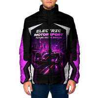 Electric Motorsport Racing Padded Jacket Futuristic Neon Formula Race Car Skyline Art