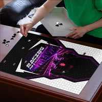 Electric Motorsport Racing Puzzle Futuristic Neon Formula Race Car Skyline Art
