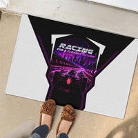 Electric Motorsport Racing Rubber Doormat Futuristic Neon Formula Race Car Skyline Art