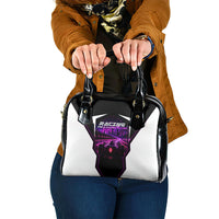 Electric Motorsport Racing Shoulder Handbag Futuristic Neon Formula Race Car Skyline Art