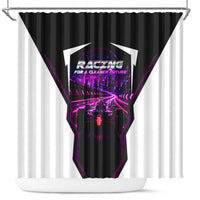 Electric Motorsport Racing Shower Curtain Futuristic Neon Formula Race Car Skyline Art
