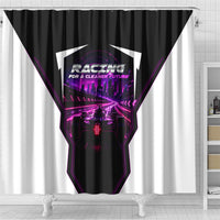 Electric Motorsport Racing Shower Curtain Futuristic Neon Formula Race Car Skyline Art