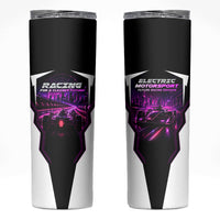 Electric Motorsport Racing Skinny Tumbler Futuristic Neon Formula Race Car Skyline Art