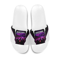 Electric Motorsport Racing Slide Sandals Futuristic Neon Formula Race Car Skyline Art