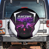 Electric Motorsport Racing Spare Tire Cover Futuristic Neon Formula Race Car Skyline Art