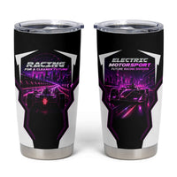Electric Motorsport Racing Tumbler Cup Futuristic Neon Formula Race Car Skyline Art
