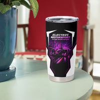 Electric Motorsport Racing Tumbler Cup Futuristic Neon Formula Race Car Skyline Art