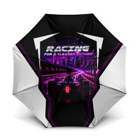 Electric Motorsport Racing Umbrella Futuristic Neon Formula Race Car Skyline Art