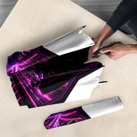 Electric Motorsport Racing Umbrella Futuristic Neon Formula Race Car Skyline Art