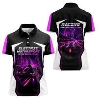 Electric Motorsport Racing Women Polo Shirt Futuristic Neon Formula Race Car Skyline Art