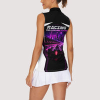 Electric Motorsport Racing Women Sleeveless Polo Shirt Futuristic Neon Formula Race Car Skyline Art