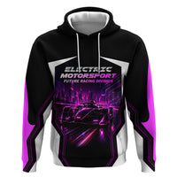 Electric Motorsport Racing Zip Hoodie Futuristic Neon Formula Race Car Skyline Art