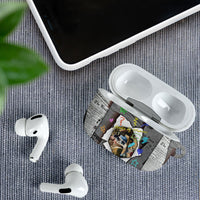 Cat Girl With A Pearl Earring Newspaper AirPods Case Made By Human Handmade Mixed Media Pop Art