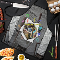 Cat Girl With A Pearl Earring Newspaper Apron Made By Human Handmade Mixed Media Pop Art