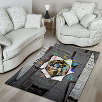 Cat Girl With A Pearl Earring Newspaper Area Rug Made By Human Handmade Mixed Media Pop Art