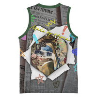Cat Girl With A Pearl Earring Newspaper Basketball Jersey Made By Human Handmade Mixed Media Pop Art