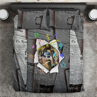 Cat Girl With A Pearl Earring Newspaper Bedding Set Made By Human Handmade Mixed Media Pop Art