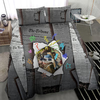 Cat Girl With A Pearl Earring Newspaper Bedding Set Made By Human Handmade Mixed Media Pop Art