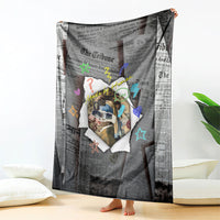 Cat Girl With A Pearl Earring Newspaper Blanket Made By Human Handmade Mixed Media Pop Art