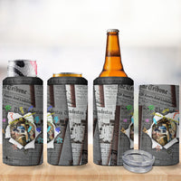 Cat Girl With A Pearl Earring Newspaper 4 in 1 Can Cooler Tumbler Made By Human Handmade Mixed Media Pop Art