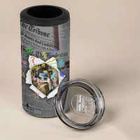 Cat Girl With A Pearl Earring Newspaper 4 in 1 Can Cooler Tumbler Made By Human Handmade Mixed Media Pop Art