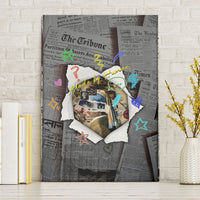 Cat Girl With A Pearl Earring Newspaper Canvas Wall Art Made By Human Handmade Mixed Media Pop Art