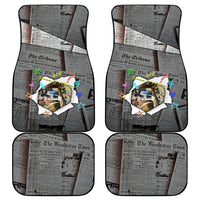 Cat Girl With A Pearl Earring Newspaper Car Mats Made By Human Handmade Mixed Media Pop Art