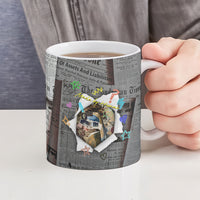Cat Girl With A Pearl Earring Newspaper Ceramic Mug Made By Human Handmade Mixed Media Pop Art