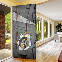 Cat Girl With A Pearl Earring Newspaper Door Cover Made By Human Handmade Mixed Media Pop Art