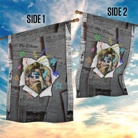 Cat Girl With A Pearl Earring Newspaper Garden Flag Made By Human Handmade Mixed Media Pop Art