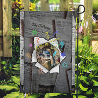 Cat Girl With A Pearl Earring Newspaper Garden Flag Made By Human Handmade Mixed Media Pop Art