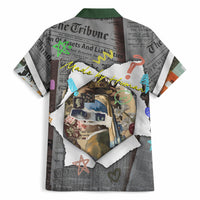 Cat Girl With A Pearl Earring Newspaper Hawaiian Shirt Made By Human Handmade Mixed Media Pop Art