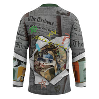 Cat Girl With A Pearl Earring Newspaper Hockey Jersey Made By Human Handmade Mixed Media Pop Art