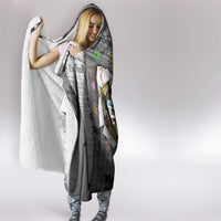 Cat Girl With A Pearl Earring Newspaper Hooded Blanket Made By Human Handmade Mixed Media Pop Art