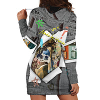 Cat Girl With A Pearl Earring Newspaper Hoodie Dress Made By Human Handmade Mixed Media Pop Art