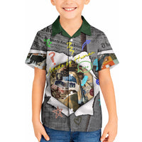 Cat Girl With A Pearl Earring Newspaper Kid Hawaiian Shirt Made By Human Handmade Mixed Media Pop Art