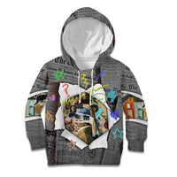 Cat Girl With A Pearl Earring Newspaper Kid Hoodie Made By Human Handmade Mixed Media Pop Art