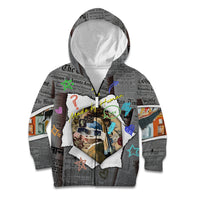 Cat Girl With A Pearl Earring Newspaper Kid Hoodie Made By Human Handmade Mixed Media Pop Art