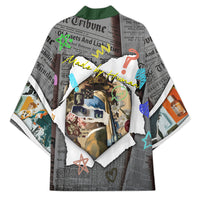 Cat Girl With A Pearl Earring Newspaper Kimono Made By Human Handmade Mixed Media Pop Art