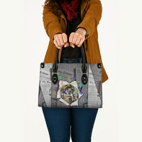 Cat Girl With A Pearl Earring Newspaper Leather Bag Made By Human Handmade Mixed Media Pop Art
