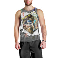 Cat Girl With A Pearl Earring Newspaper Men Tank Top Made By Human Handmade Mixed Media Pop Art