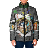 Cat Girl With A Pearl Earring Newspaper Padded Jacket Made By Human Handmade Mixed Media Pop Art