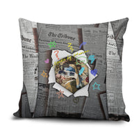 Cat Girl With A Pearl Earring Newspaper Pillow Cover Made By Human Handmade Mixed Media Pop Art